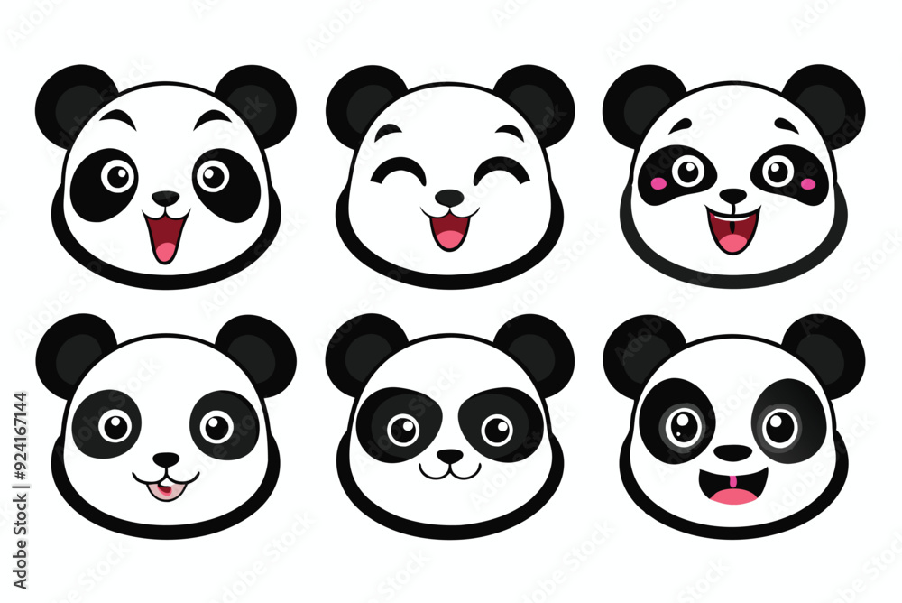 set of funny panda vector illustration, silhouette, logo icon and line art Bundle files set of funny panda vector illustration, silhouette, logo icon and line art Bundle files