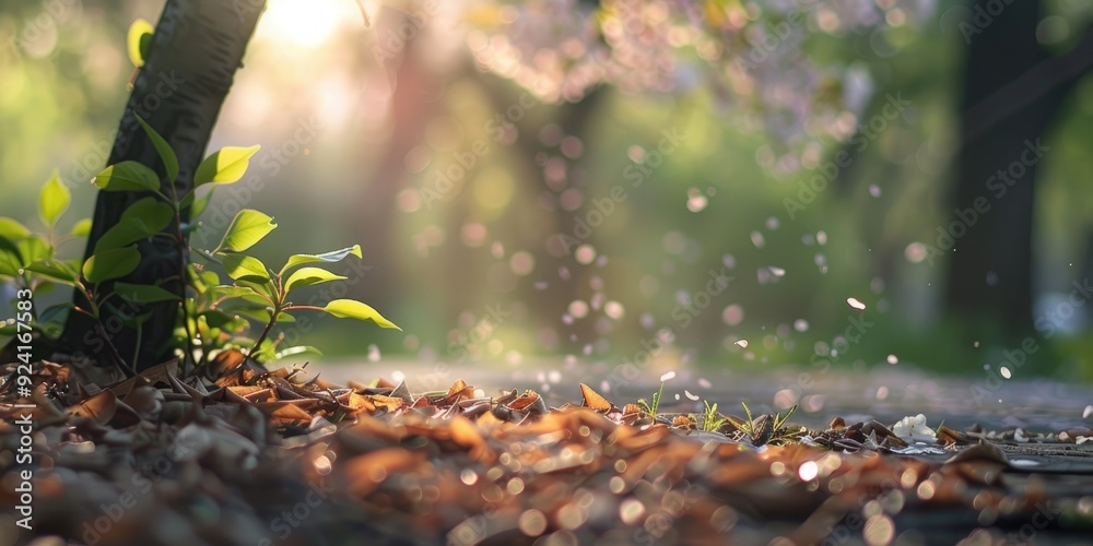 Springtime dry leaves on the ground with shallow depth of field Springtime dry leaves on the ground with shallow depth of field