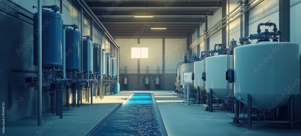 Fototapeta premium Water filtration systems in a treatment facility