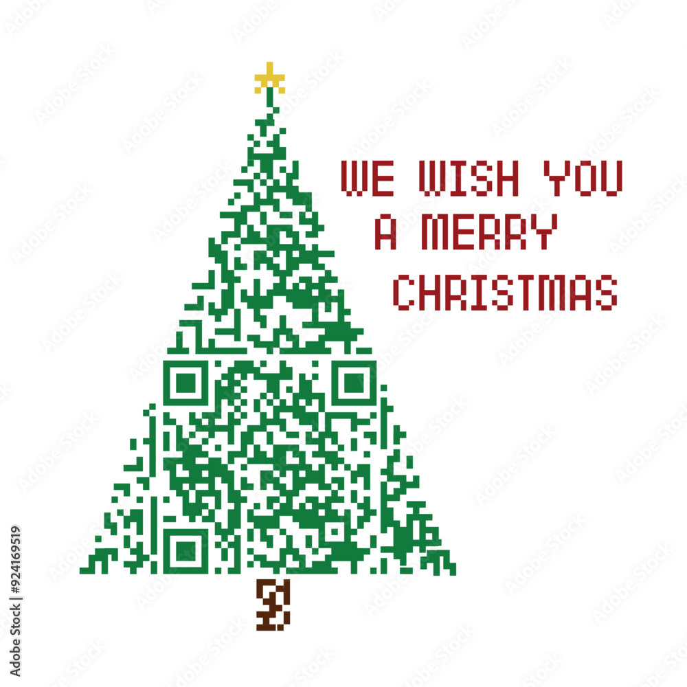 We wish you a Merry Christmas. Christmas tree with Qr code for a song. 