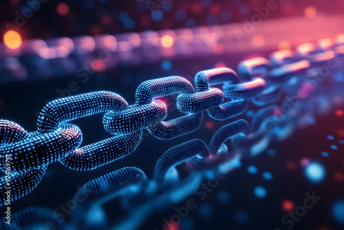 The implications of blockchain for enhancing transparency and security in financial transactions. Blockchain concept.
