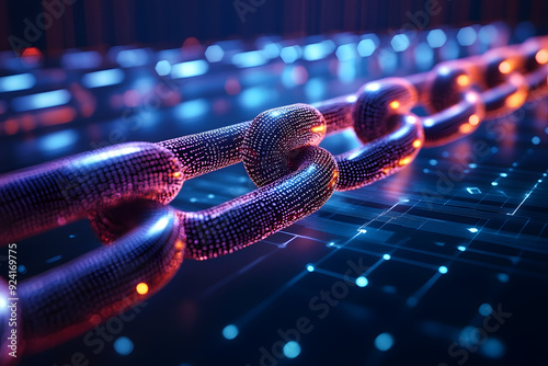The implications of blockchain for enhancing transparency and security in financial transactions. Blockchain concept.
