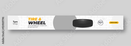 Tire shop web banner template, auto repair shop banner