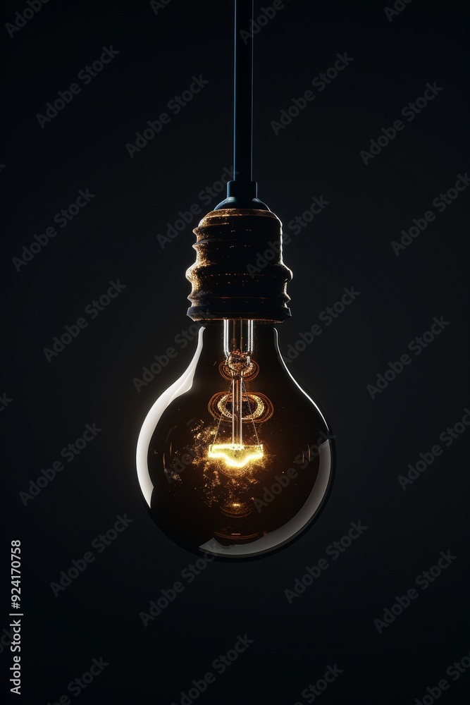 photo of a 3D-rendered light bulb in darkness, symbolizing a unique idea innovation photo of a 3D-rendered light bulb in darkness, symbolizing a unique idea innovation