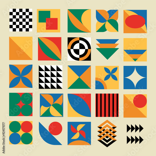 bauhaus  inspired set of elementes, 
avangard art, nostalgic, geometric, oldschool