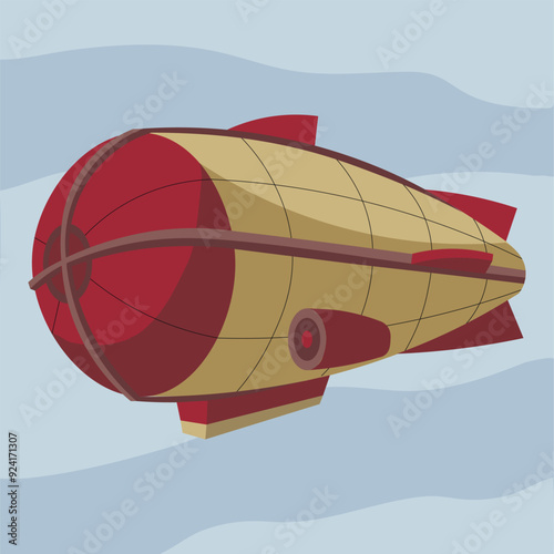 airship simple cartoon style. Flying vehicle