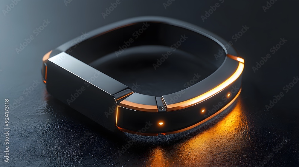 Futuristic Smartwatch with Orange Light. Futuristic Smartwatch with Orange Light.