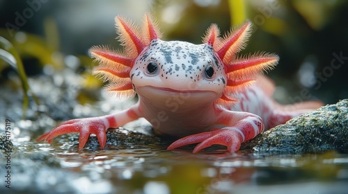 Cute Axolotl in Water photo