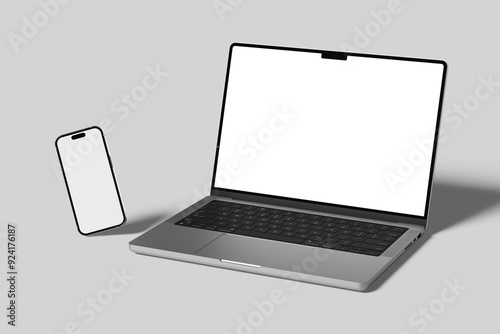 Laptop Macbook And Smartphone Iphone Blank Mockup