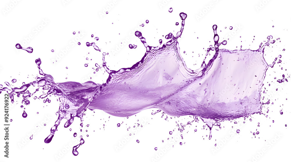 purple water splash isolated on transparent background