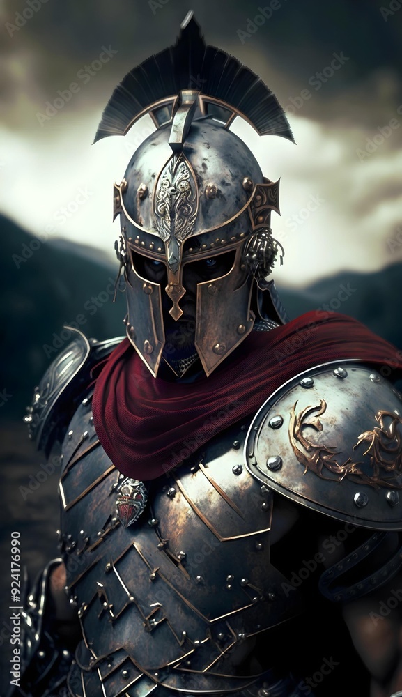 Naklejka premium Medieval knight showing his armor..