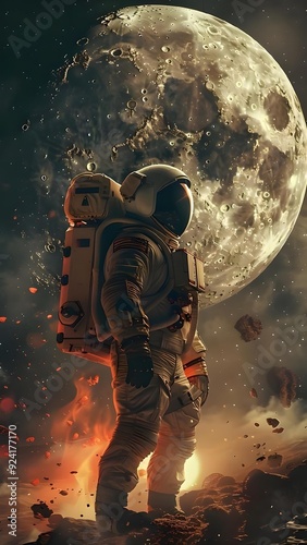 Astronaut in a planet near the moon..
