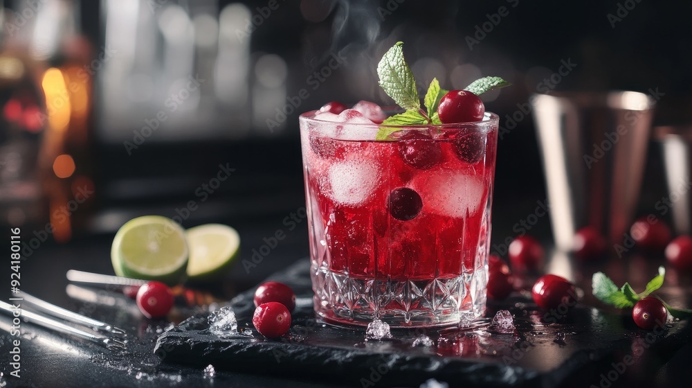 vodka, cranberry juice, soda, lime, berries, ice, bar utensils, black background, selective focus, alcoholic drink raspberry aspirations vodka, cranberry juice, soda, lime, berries, ice, bar utensils, black background, selective focus, alcoholic drink raspberry aspirations