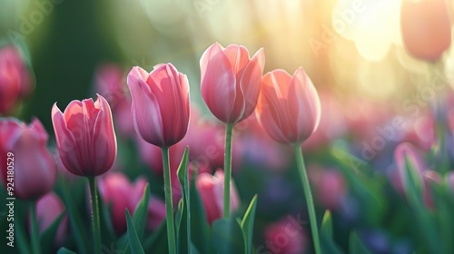 Pink Tulips in the Sunlight