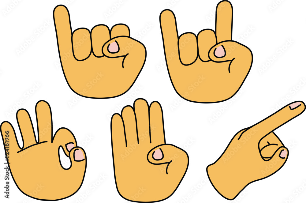 Doodle Hand Gestures Representing Different Meanings and Symbols Good For Poster Design Etc. Doodle Hand Gestures Representing Different Meanings and Symbols Good For Poster Design Etc.