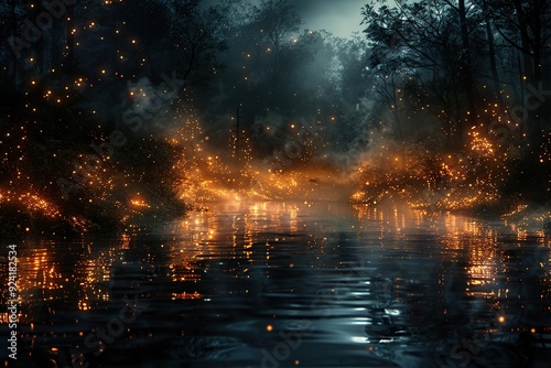 Enchanted Forest with Fireflies