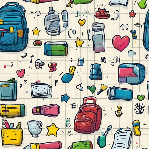 Back to school seamless pattern, Ai generated