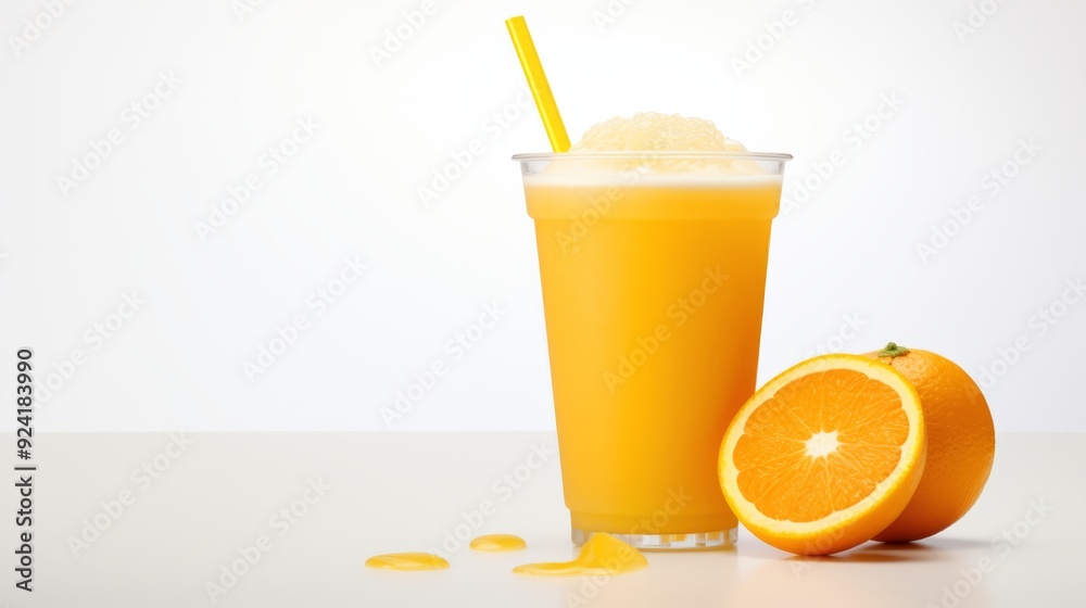 Freshly Squeezed Orange Juice with Pulp, Isolated on White Background Freshly Squeezed Orange Juice with Pulp, Isolated on White Background