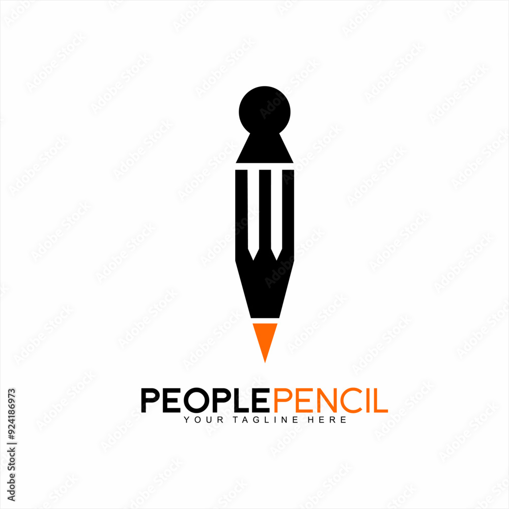 Pencil logo design with people concept. Pencil logo design with people concept.