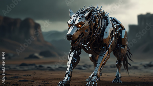 futuristic robotic monster wolf