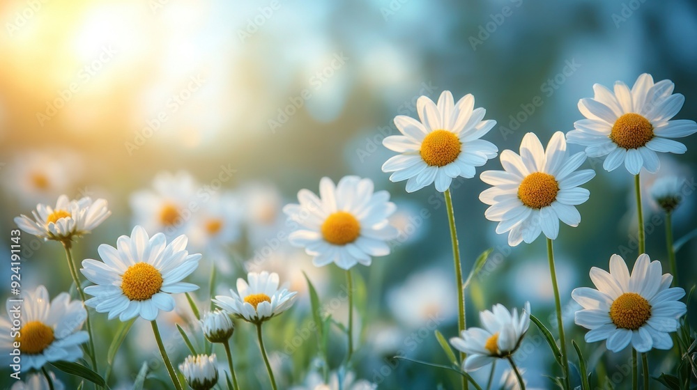 Field of Daisies under Golden Light Field of Daisies under Golden Light