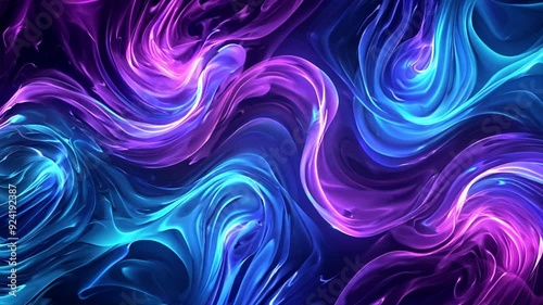 Neon colorful abstract 3d moving swirl graphic design background, motion video 