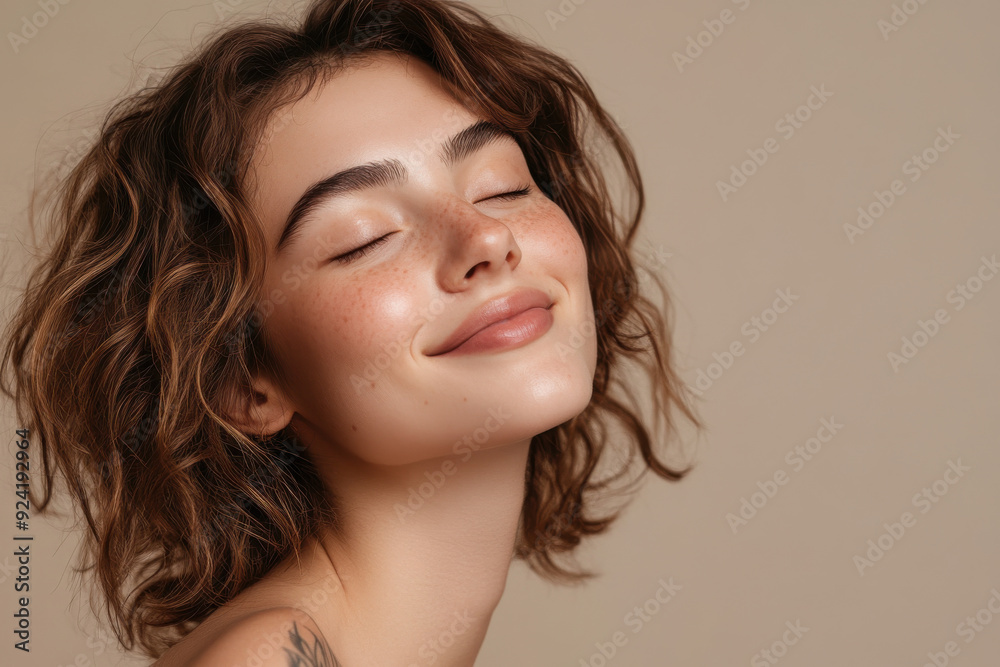 A close up of a woman's face with tattoos and her eyes closed A close up of a woman's face with tattoos and her eyes closed