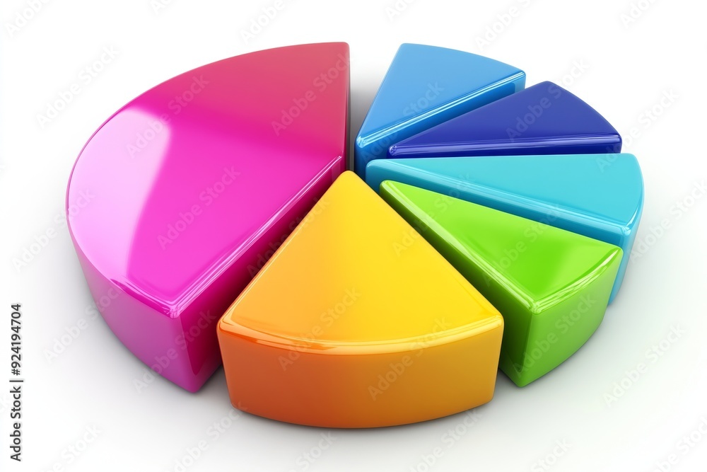 3D pie chart with colorful segments representing the distribution and analysis of data in a visually engaging and modern way highlighting diversity and proportion 3D pie chart with colorful segments representing the distribution and analysis of data in a visually engaging and modern way highlighting diversity and proportion