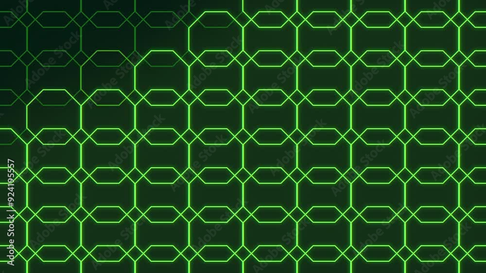 The image showcases a stylish repeating pattern of overlapping dark green hexagons on a black background The image showcases a stylish repeating pattern of overlapping dark green hexagons on a black background