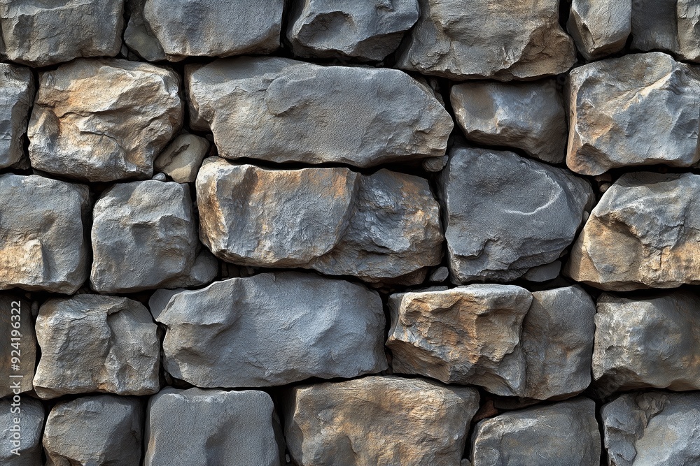 Textured stone wall with rough, uneven surfaces in various shades of gray and brown Textured stone wall with rough, uneven surfaces in various shades of gray and brown