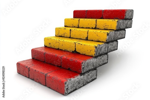 Colorful staircase made of blocks symbolizing progress growth and upward mobility ideal for business education and self improvement themes in a vibrant and dynamic context photo