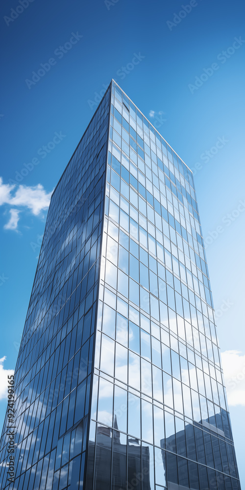 Looking up at a modern skyscraper reflecting the evening sky, showcasing architectural design.
Looking up at a modern skyscraper reflecting the evening sky, showcasing architectural design.