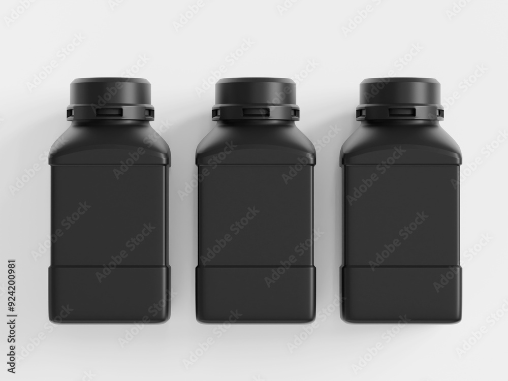 Plastic Lab Chemical Reagent Bottle black color and isolated on white background Plastic Lab Chemical Reagent Bottle black color and isolated on white background