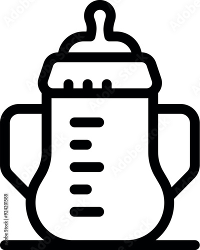Simple yet evocative line art illustration of a baby bottle, perfect for projects related to infancy, childcare, and parenting