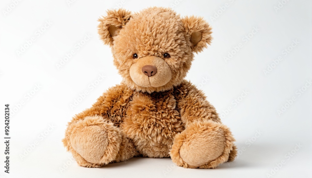 Fototapeta premium Teddy bear sitting white background made soft plush Cute brown t