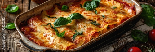 Cheese and Spinach Cannelloni - Classic Vegetarian Recipe photo