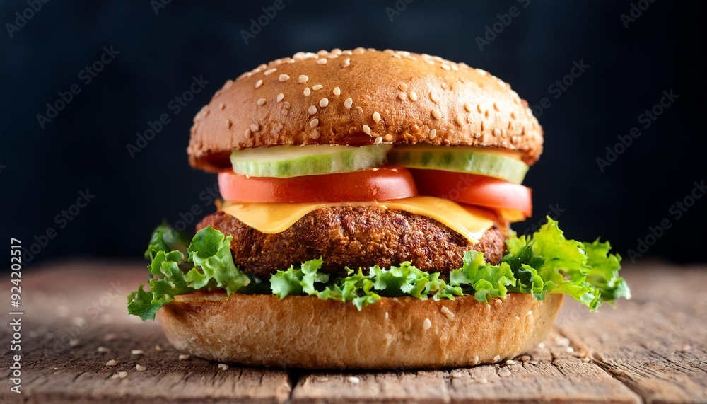vegan burger patty on a brioche bun vegan burger patty on a brioche bun