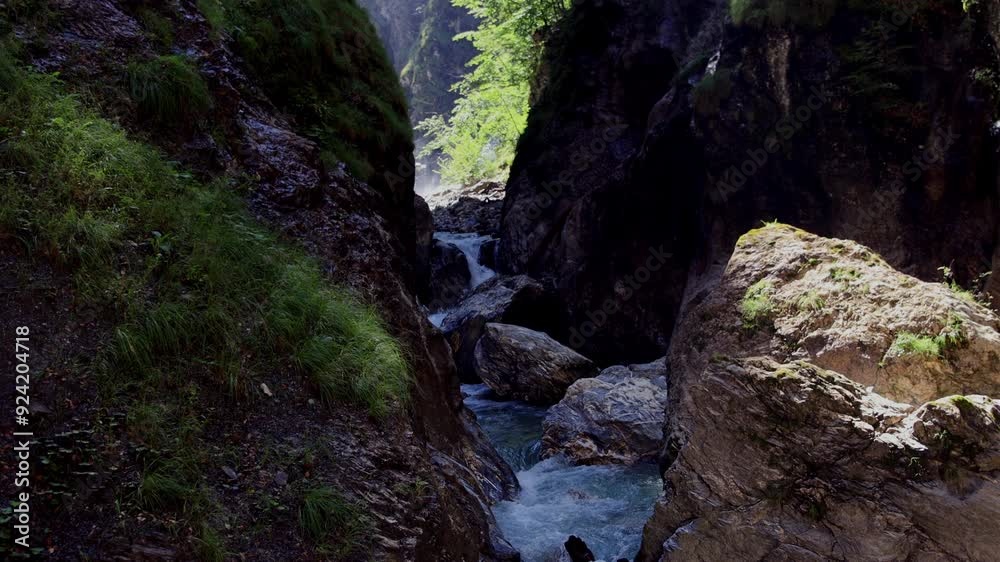 Liechtenstein Gorge with a waterfall in the Austrian Alps in the federal state of Salzburg Liechtenstein Gorge with a waterfall in the Austrian Alps in the federal state of Salzburg