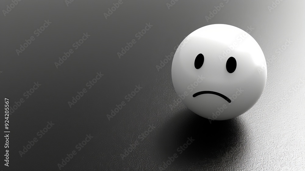Monochrome banner displaying a sad emoji face with ample empty space for impactful design Monochrome banner displaying a sad emoji face with ample empty space for impactful design