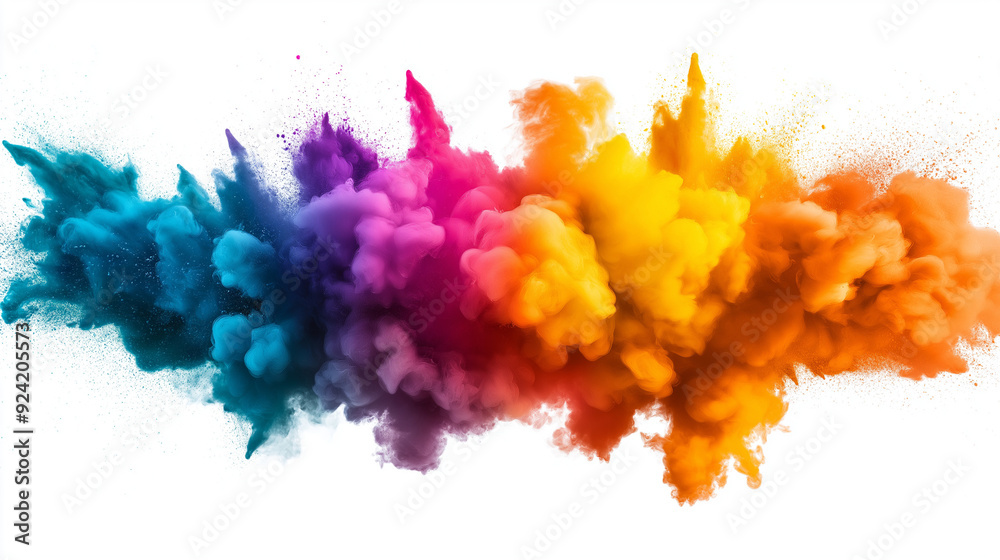 different colors explosion isolated on white background different colors explosion isolated on white background