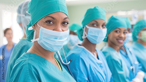 A diverse team of doctors performing an emergency procedure Their synchronized movements and focus demonstrate precision and teamwork under pressure