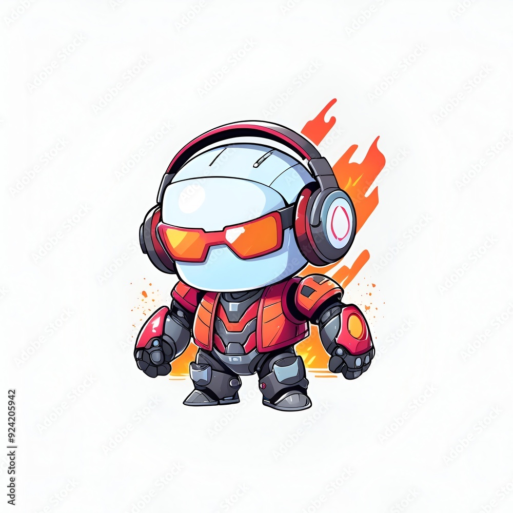 Cool Robot with Headphones and Sunglasses Cool Robot with Headphones and Sunglasses