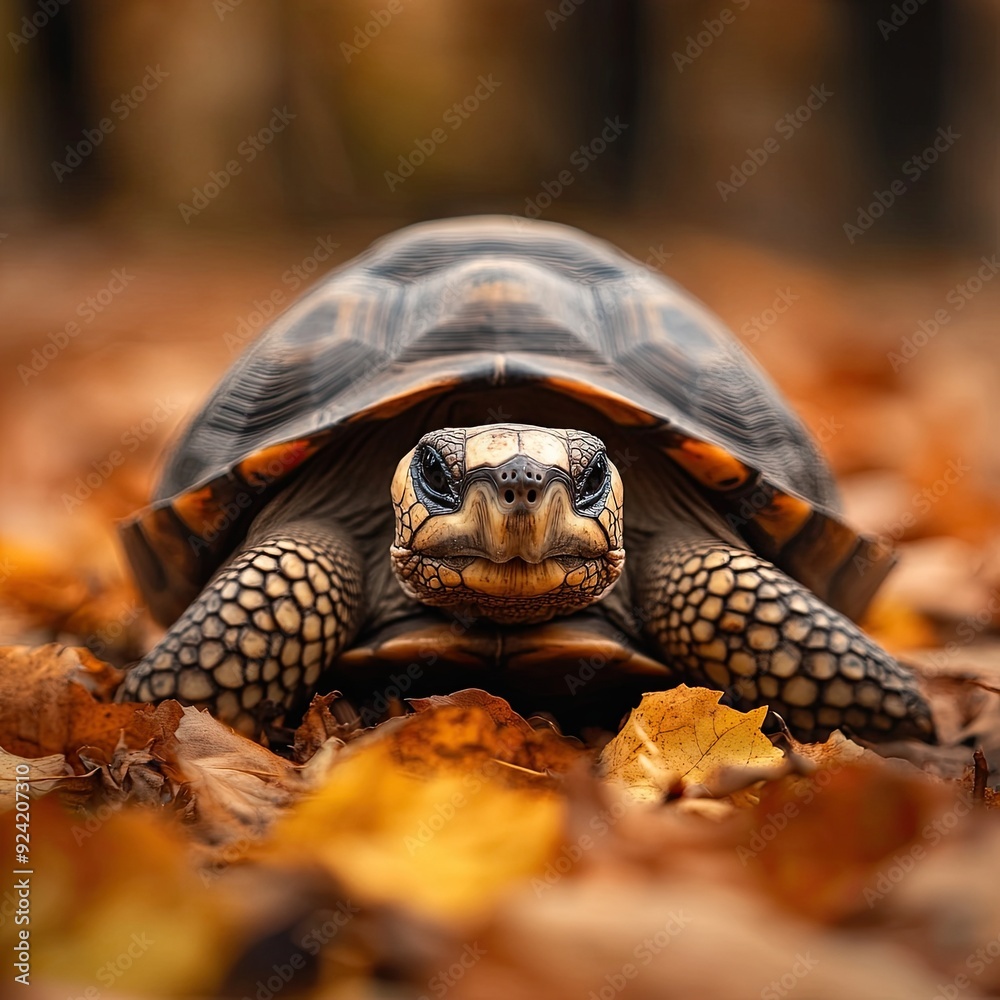 Tortoise isolated on autumn background Tortoise isolated on autumn background