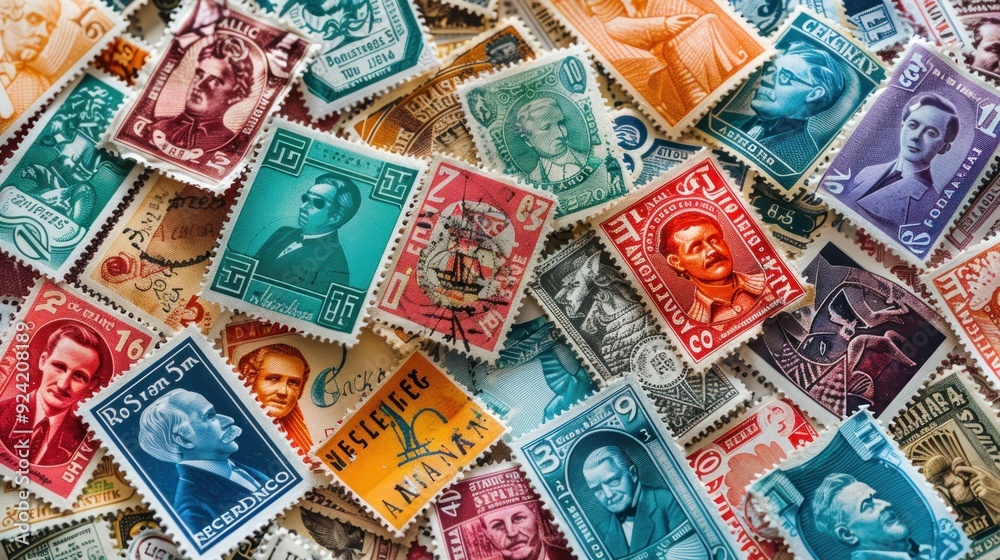 Obraz premium Collection of Vintage Postage Stamps