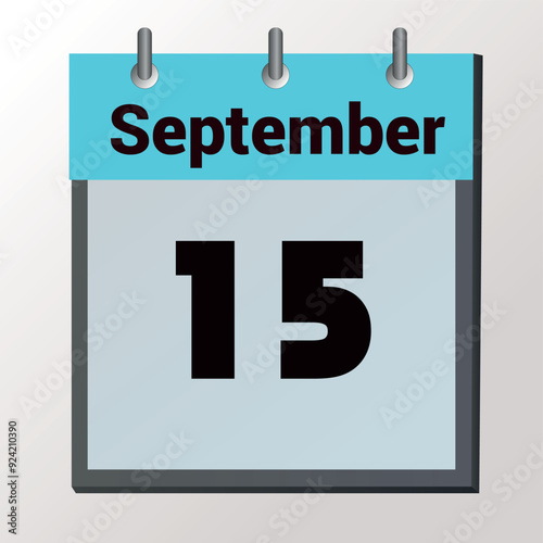 vector calendar page with date September 15, light colors
