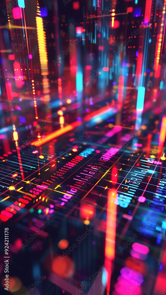 Vibrant Sci-Fi Corridor with Neon Glow and Perspective Vibrant Sci-Fi Corridor with Neon Glow and Perspective