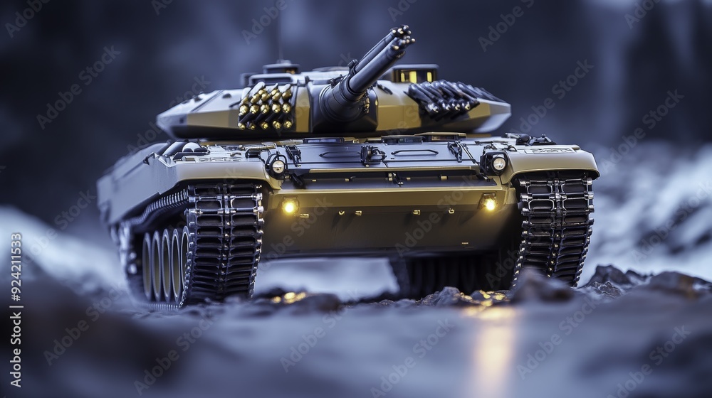 Military Tank in Snowy Terrain Military Tank in Snowy Terrain