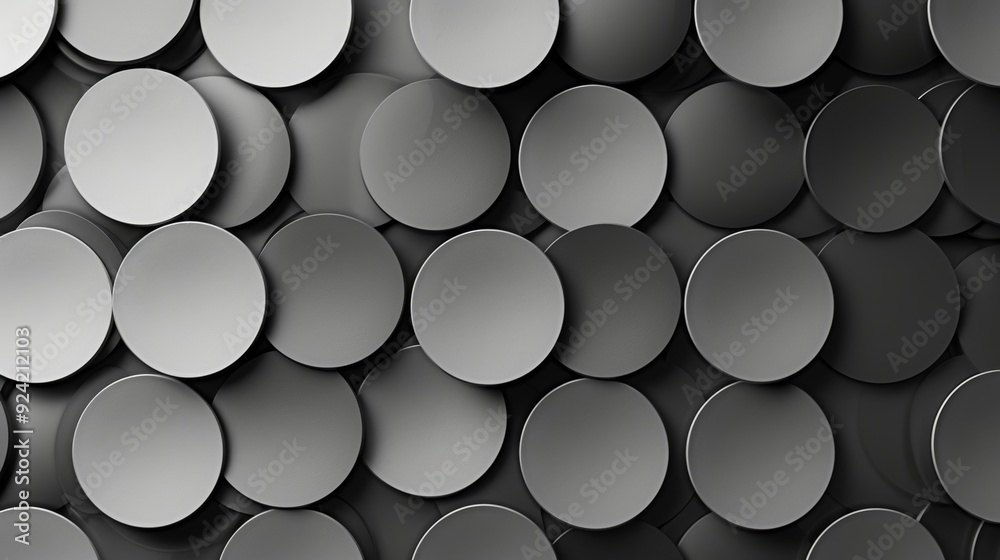 A monochromatic image featuring a pattern of circular cells with varying shades of grey creating a visual illusion of depth and dimension A monochromatic image featuring a pattern of circular cells with varying shades of grey creating a visual illusion of depth and dimension