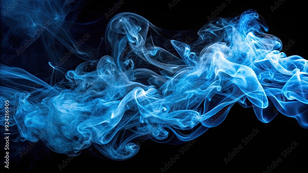 Blue smoke swirling on black background, blue, smoke, abstract, texture, design, backdrop, mystery, dark, fumes, ethereal