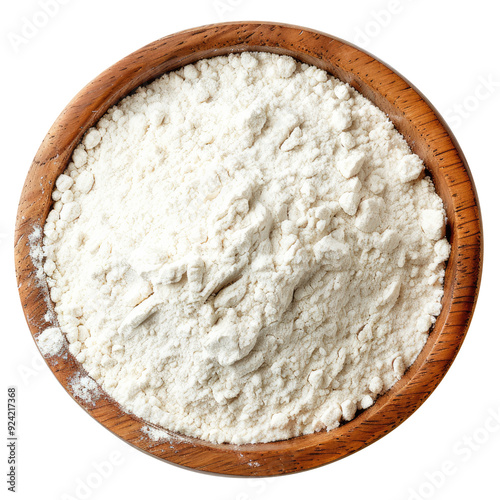 bowl of flour isolated on transparent white background, clipping path